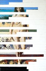 Oil painting on wood strips corresponding to lines of the Poem Edge by Sylvia Plath